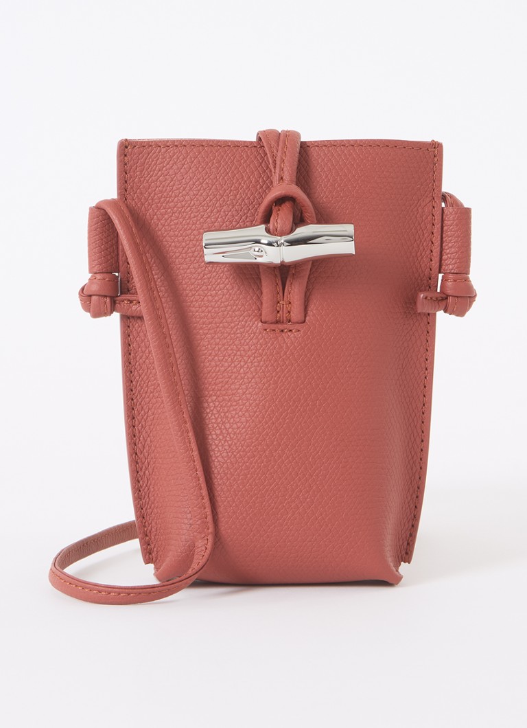 Longchamp Roseau leather crossbody phone case