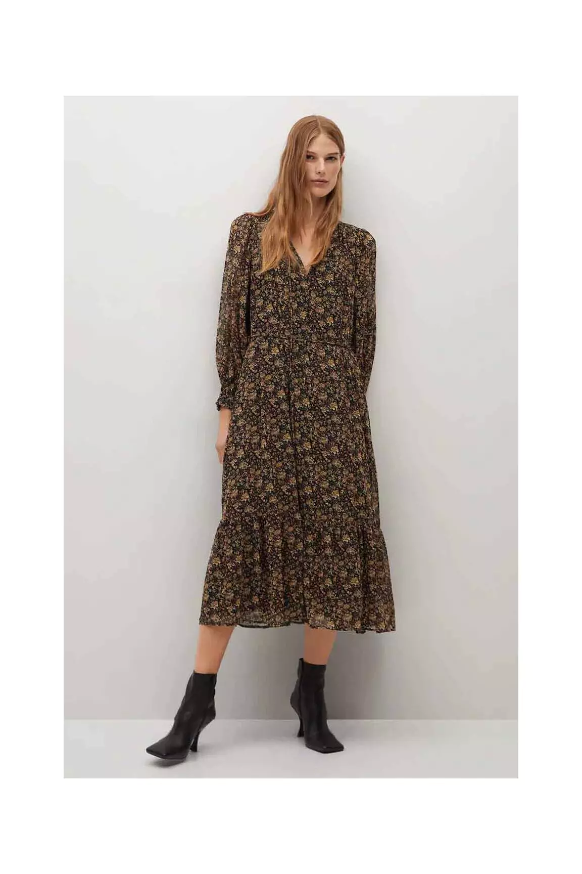 Mango Robes Mi Longues Femme couleur marron