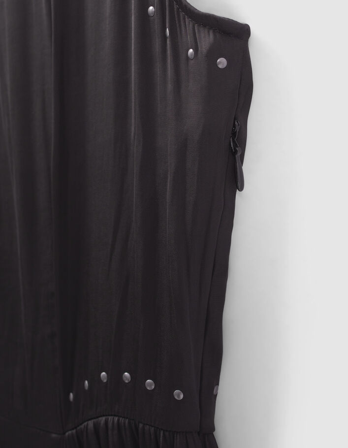 Robe longue noire fluide fendue Femme