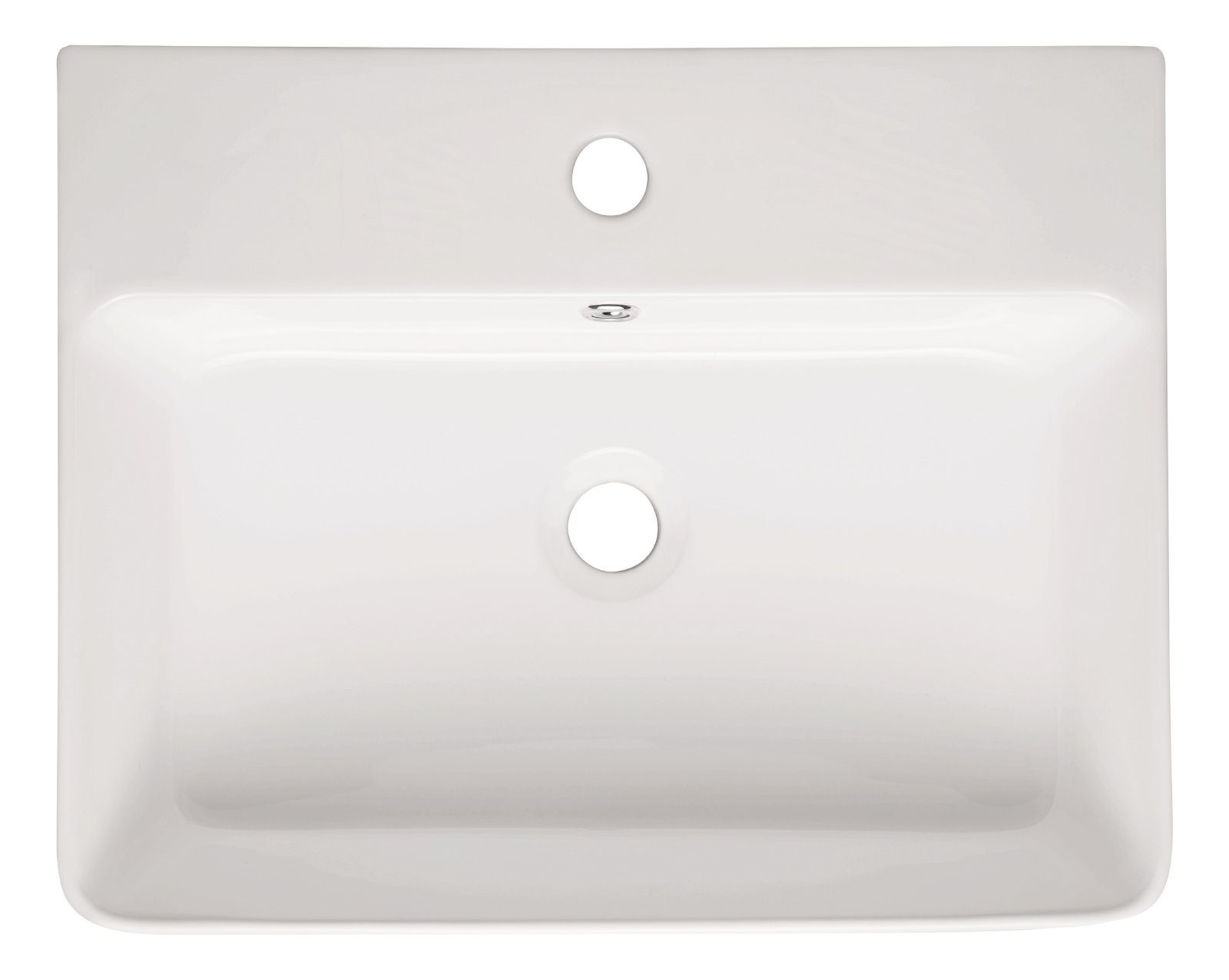 aquaSu Waschbecken Amico (Hänge-Waschtisch, 1-St), 53 cm, Keramik, Weiß, Überlauf, Hahnloch mittig, 562263