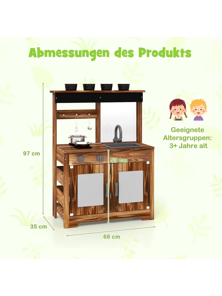 COSTWAY Matschküche Kinder Outdoor in Braun günstig kaufen onesize