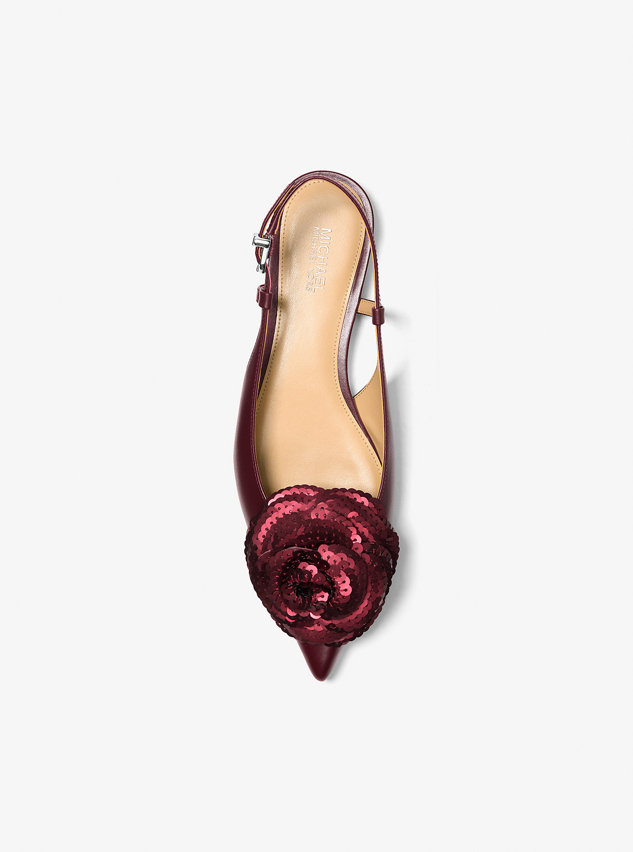 Elodie utsmykket skinn slingback flat - OXBLOOD