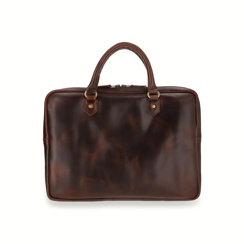Buckle & Seam Leder Laptoptasche Cali - Braun \/ Dots