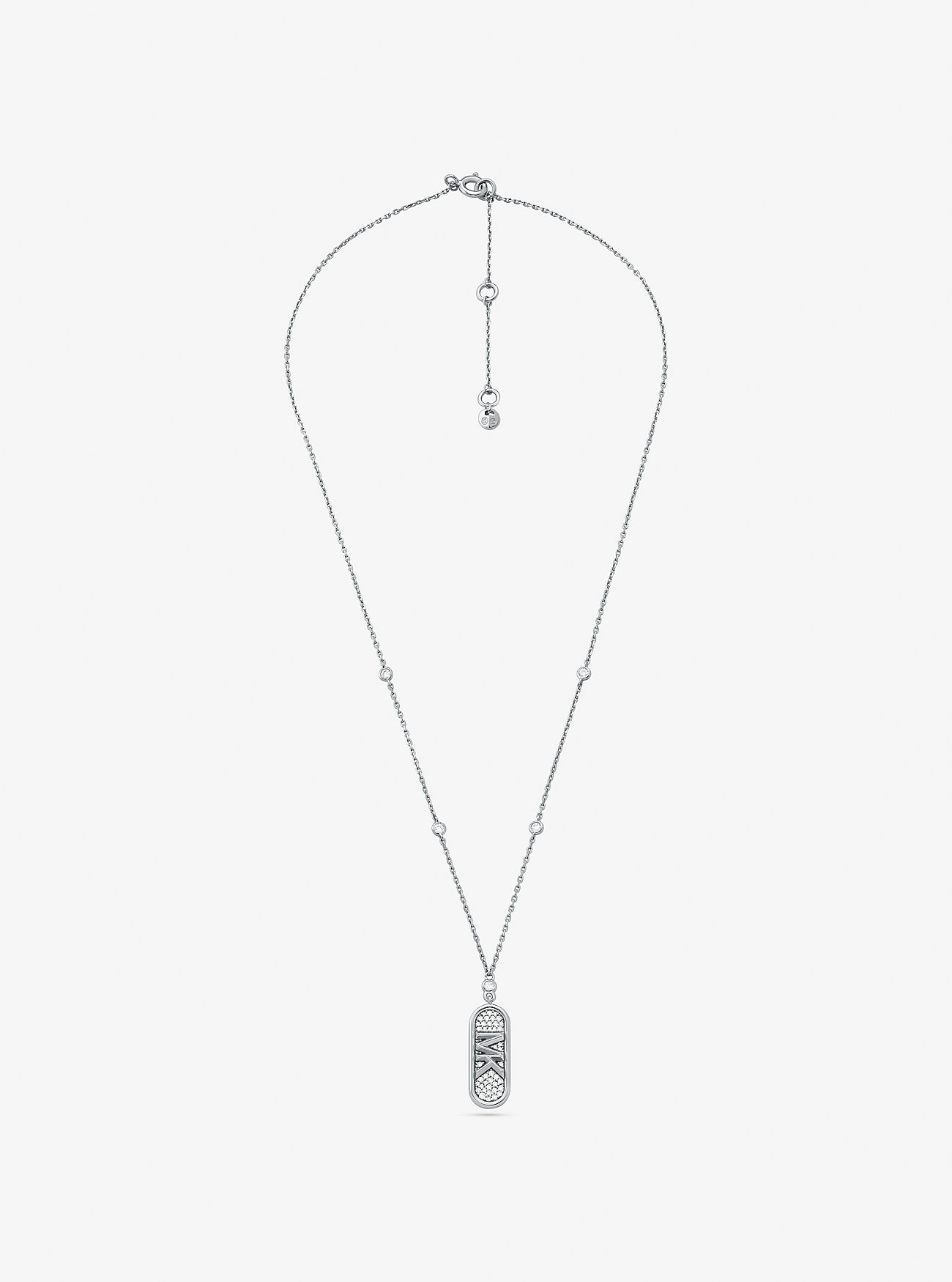 Pavé Precious Metal-Plated and Sterling Silver Empire Logo Necklace - SILVER