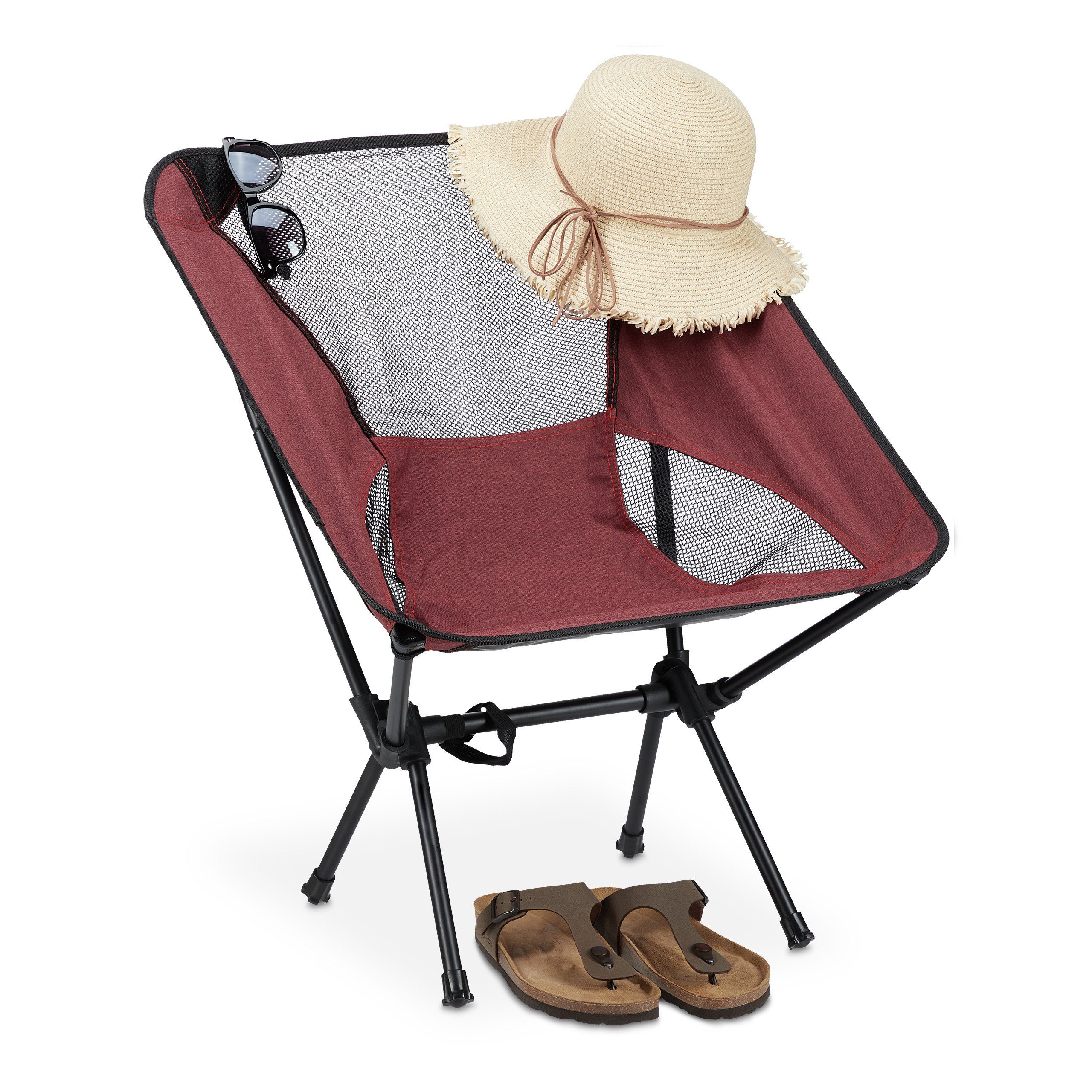 relaxdays Campingstuhl Campingstuhl ultraleicht, Rot