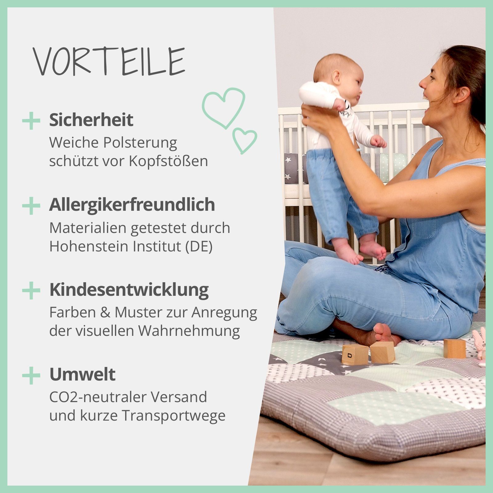 Krabbeldecke Baby Krabbeldecke 100x100 cm 