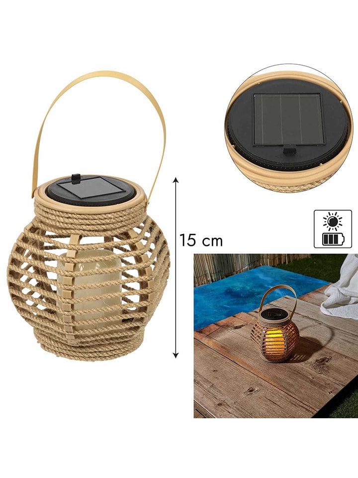 Ethnical Life LED-Solar-Dekoleuchte in Beige - (H)15 x Ø 15 cm günstig kaufen onesize