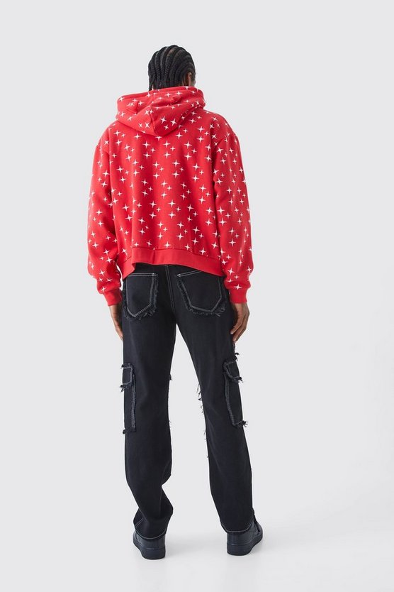 Lockere Cargo-Jeans mit ausgefranstem Saum