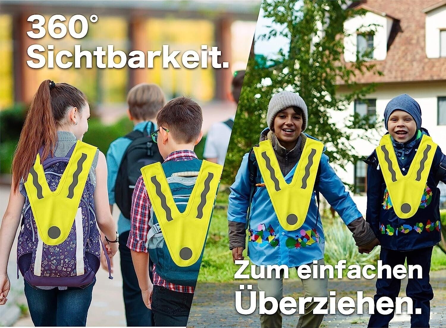 TK Gruppe Warnweste 3x Warnweste V Form gelb für Kinder 3-6 Jahren Pannenweste 2024 (3-tlg)
