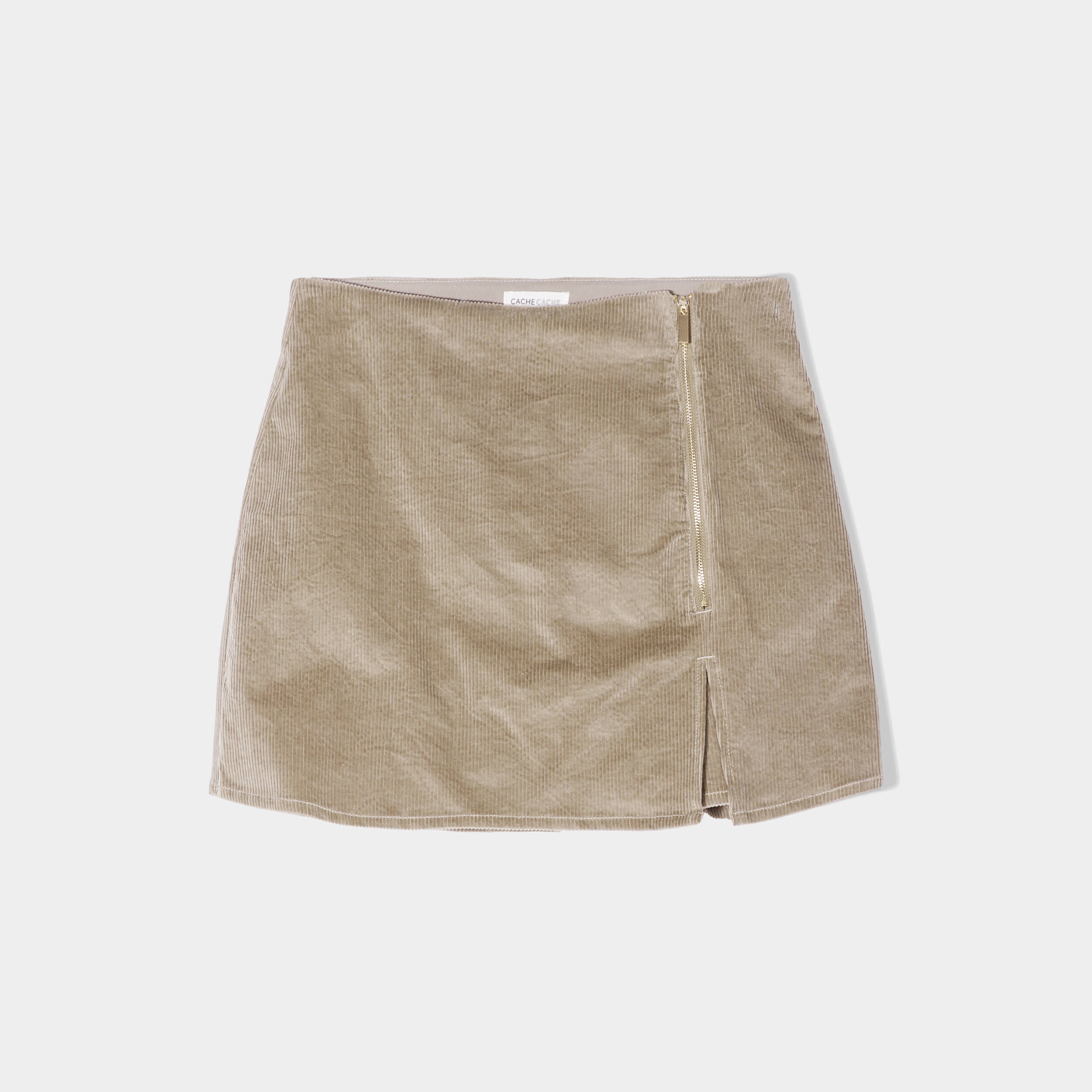 Jupe-short moulante velours vert kaki femme | Cache Cache
