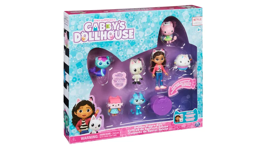 Spin Master Gabby‘s Dollhouse, Figuren Geschenkset, Gabby mit 6 Katzenfiguren und 1 Cat Delivery Überraschungsbox bunt