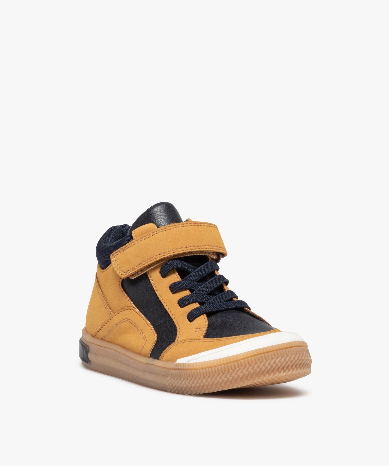 Baskets Garçon mid-cut bicolores à bout renforcé camel | GEMO
