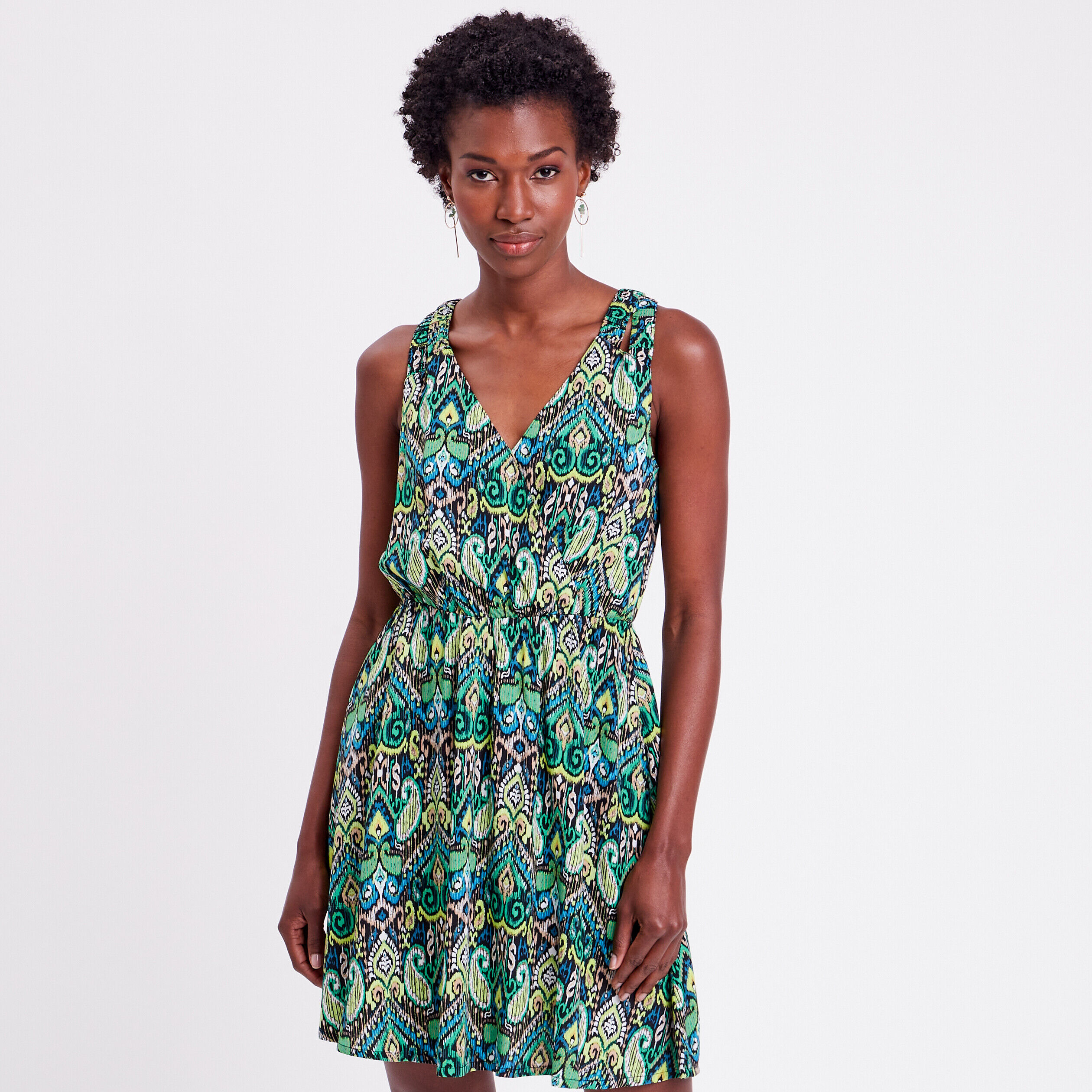 Robe évasée avec bretelles noir femme | Cache Cache