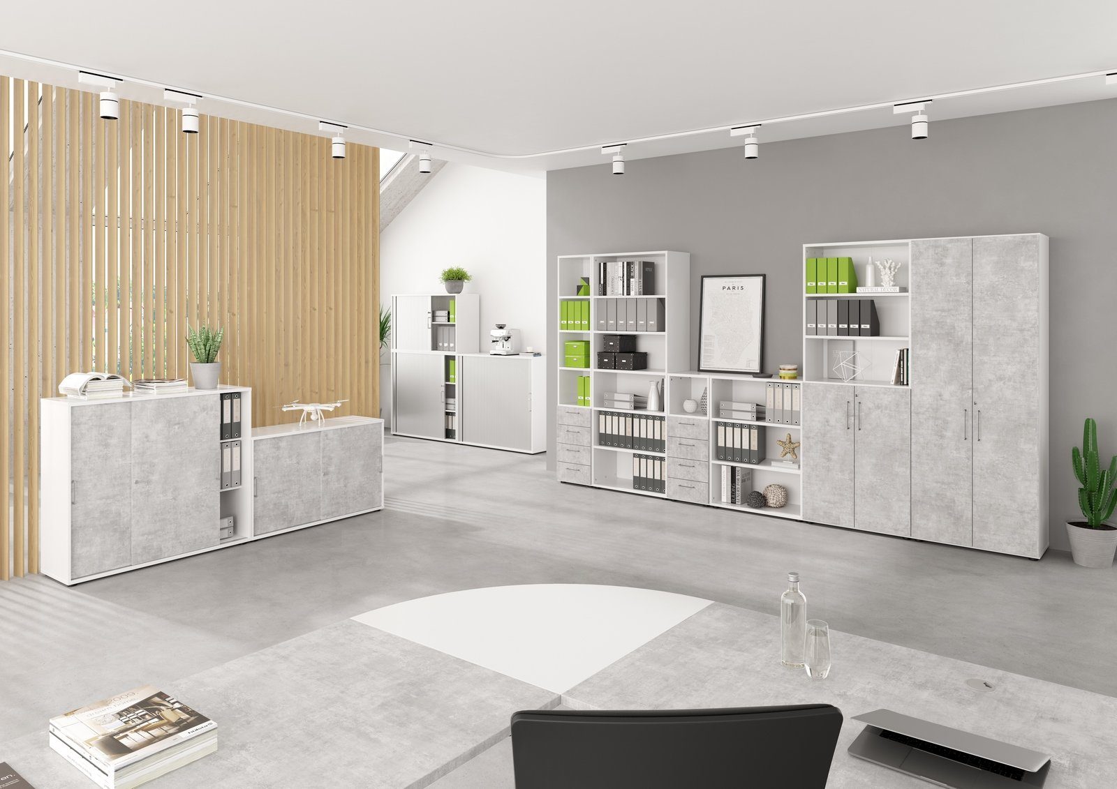 bümö Aktenregal smart Schubladen Regal - 4 Schübe, Dekor: Weiß/Silber