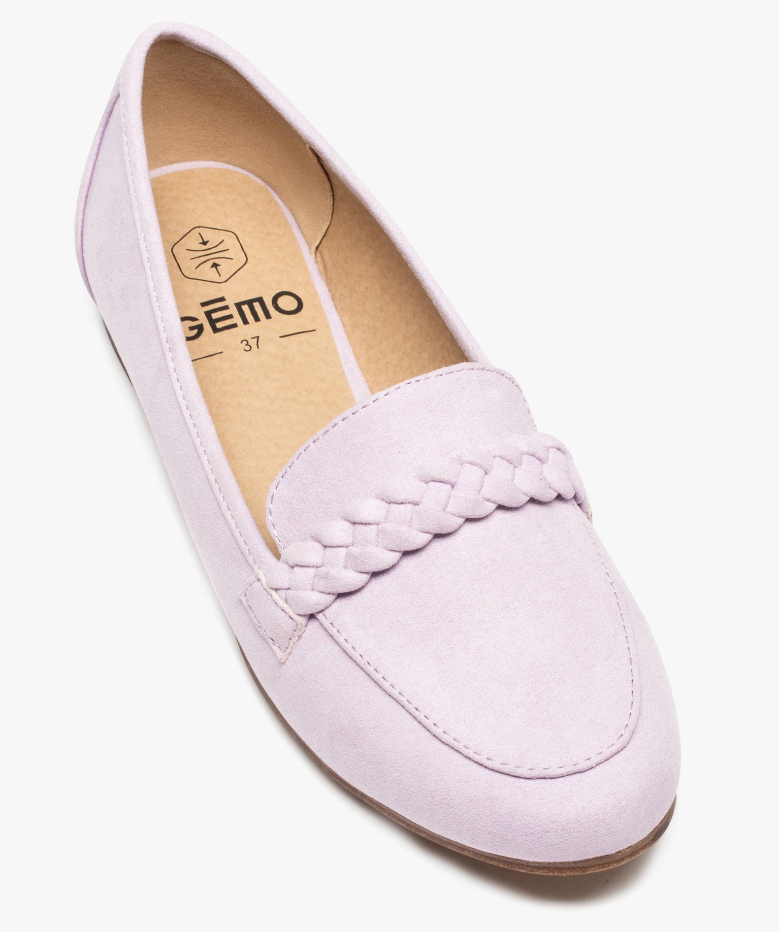 Mocassins femme unis à bride tressée violet | GEMO