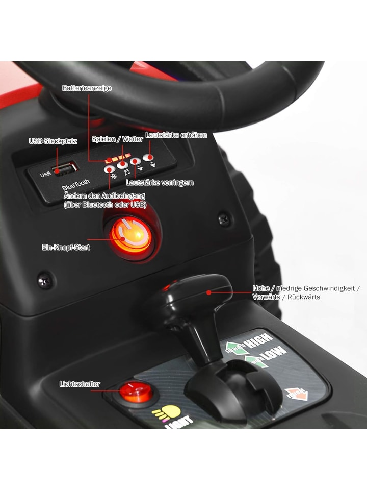 COSTWAY 12V Traktor ab 3 Jahren in Rot günstig kaufen 135 cm