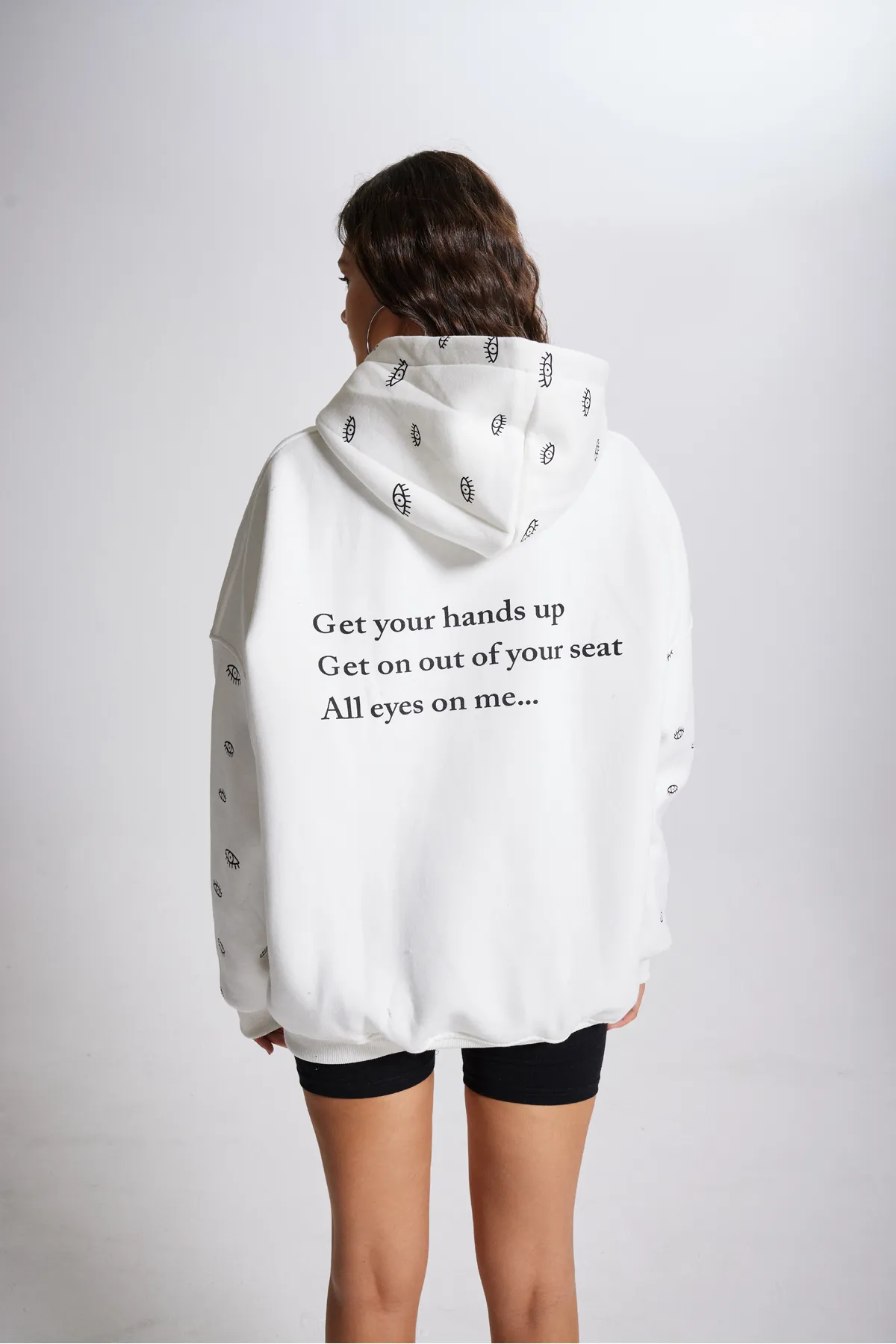 HOLLY LOLLY  Übergroßes Unisex-Augen-Sweatshirt mit Kapuze, Weiß