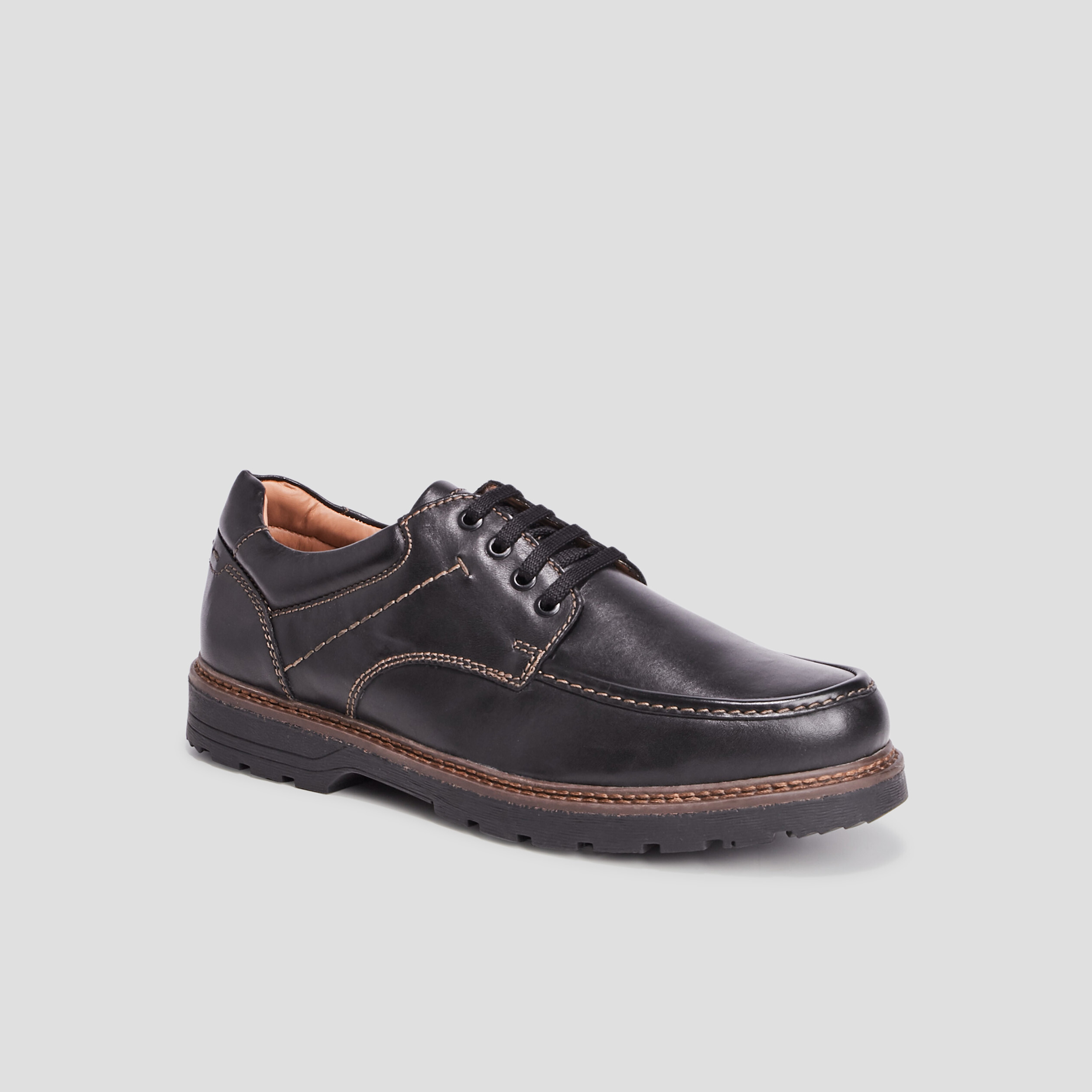 Derbies plates en cuir Trappeur noir homme | La Halle