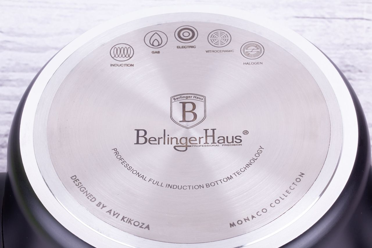 Berlinger Haus BH/7086 Monaco Collection Kasserolle in Schwarz mit Deckel Topf Durchmesser 20 cm