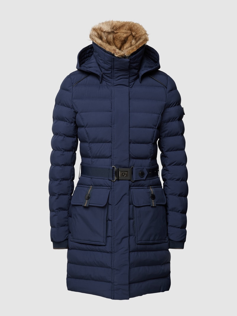 Funktionsjacke mit Kunstfellbesatz Modell 'ABENDSTERN' in marineblau