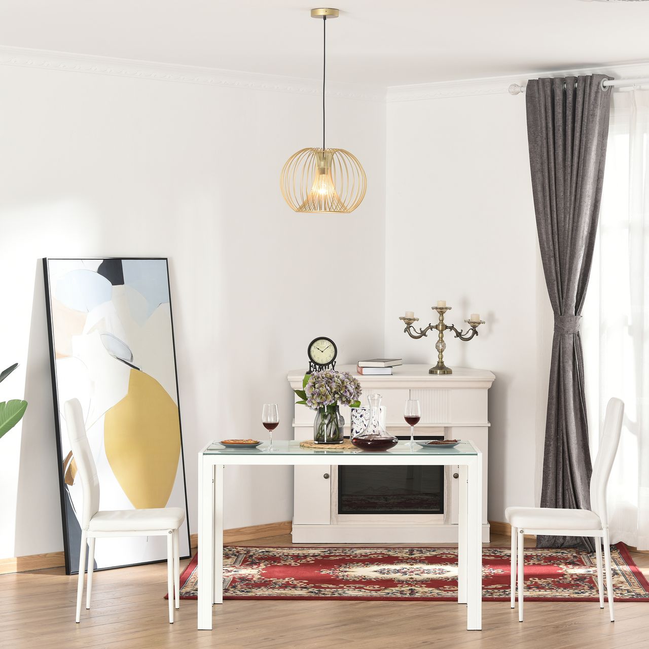HOMCOM Hängeleuchte Deckenlampe moderne Pendelleuchte E27 40W Stahl Gold