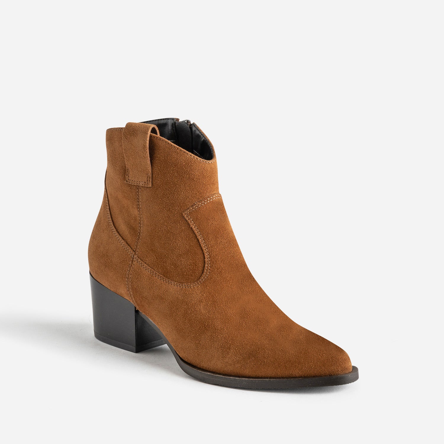 Boots Western TEXTO cognac cuir velours