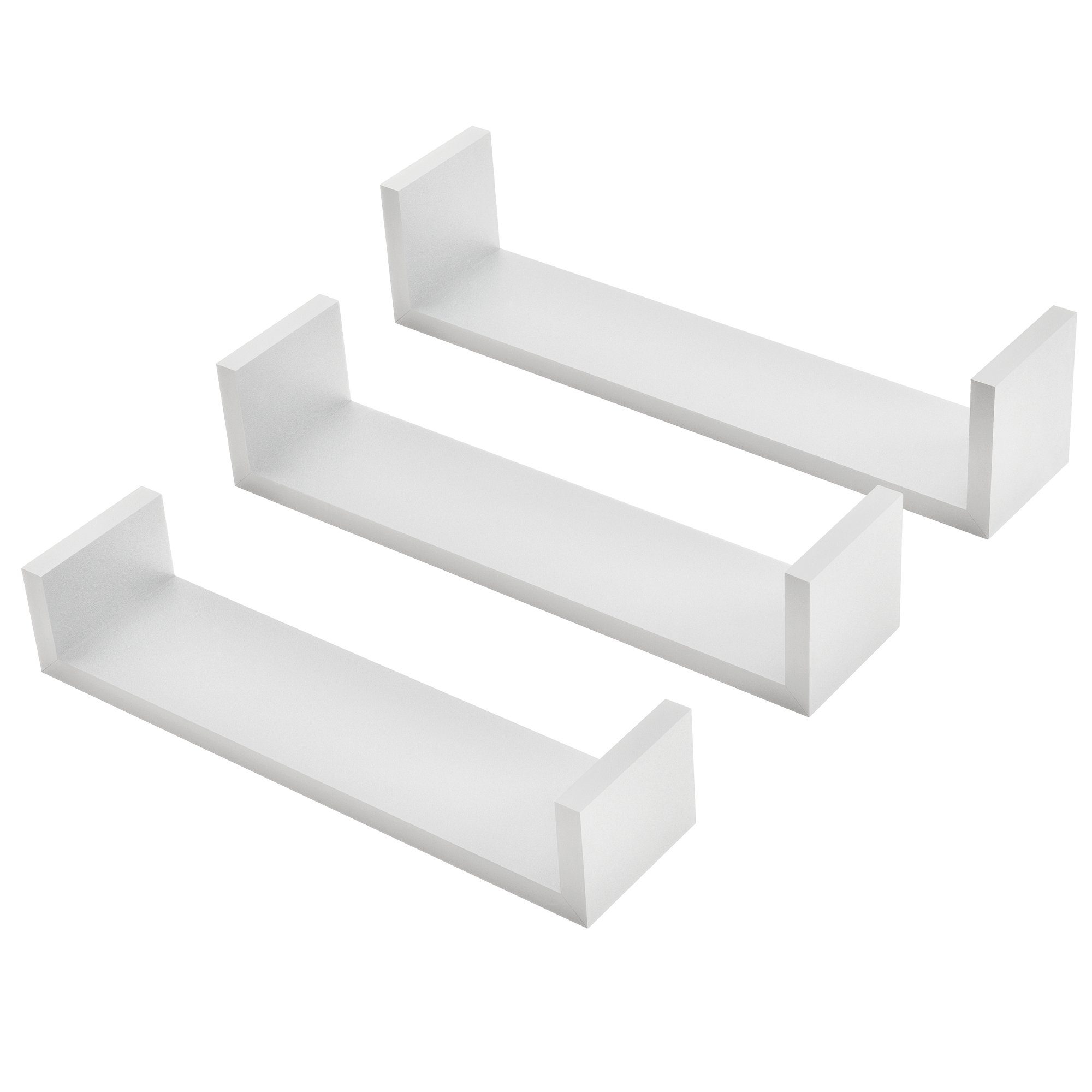 en.casa Wandregal, Set, Greiz Hängeregal Wandboard 3er Set Weiß