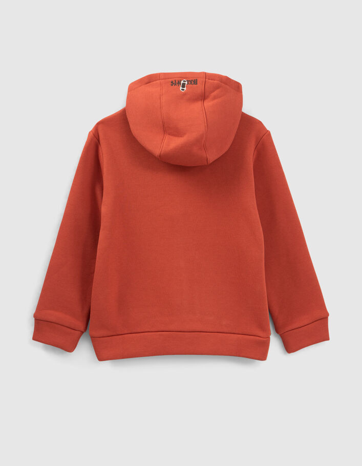 Cardigan brique avec visière sur capuche garçon