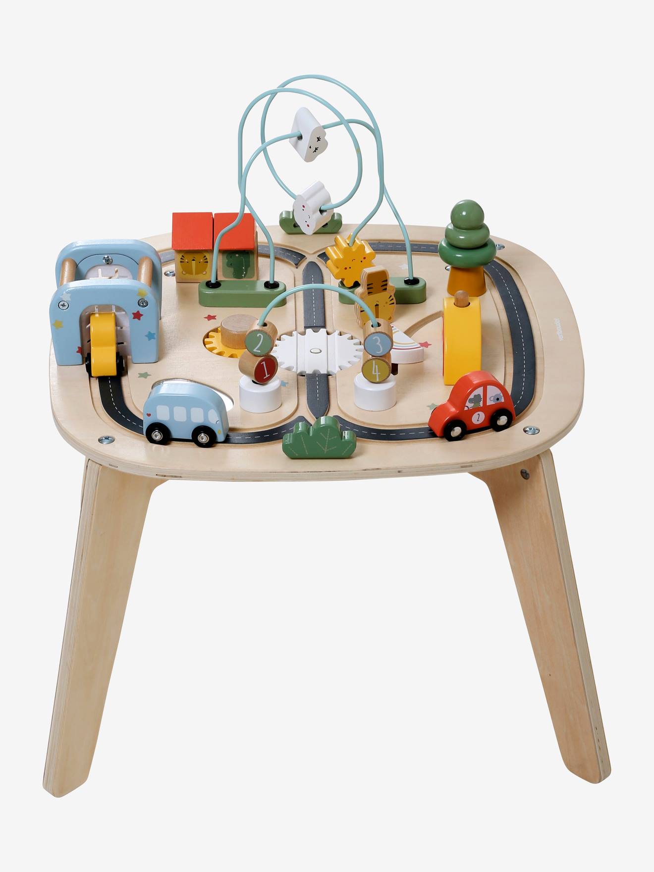 Table d'activités circuit de voitures en bois FSC® beige