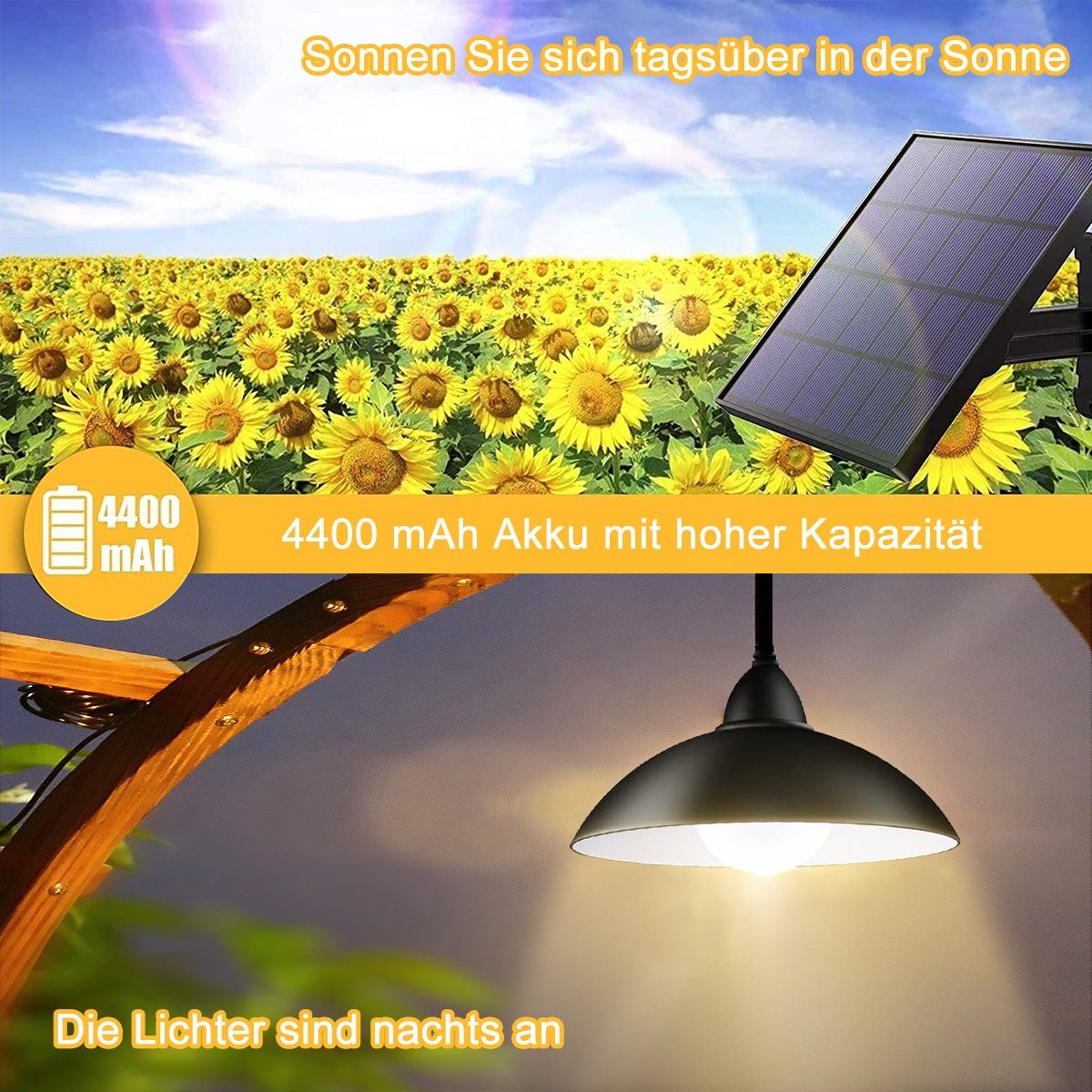 DOPWii LED Solarleuchte Solarlampen,180 ° Einstellbares IP65,5m Kabel