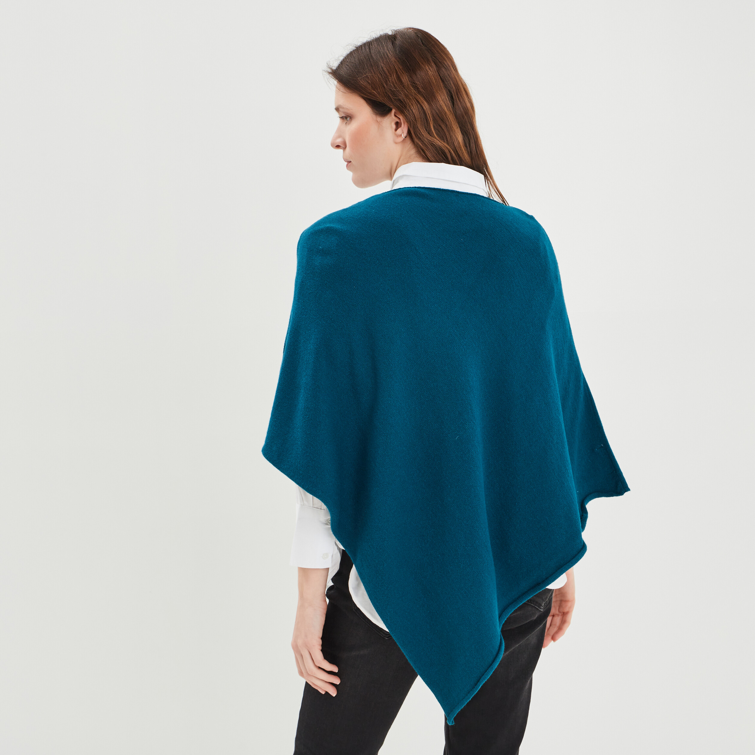 Poncho asymétrique bleu canard femme | La Halle