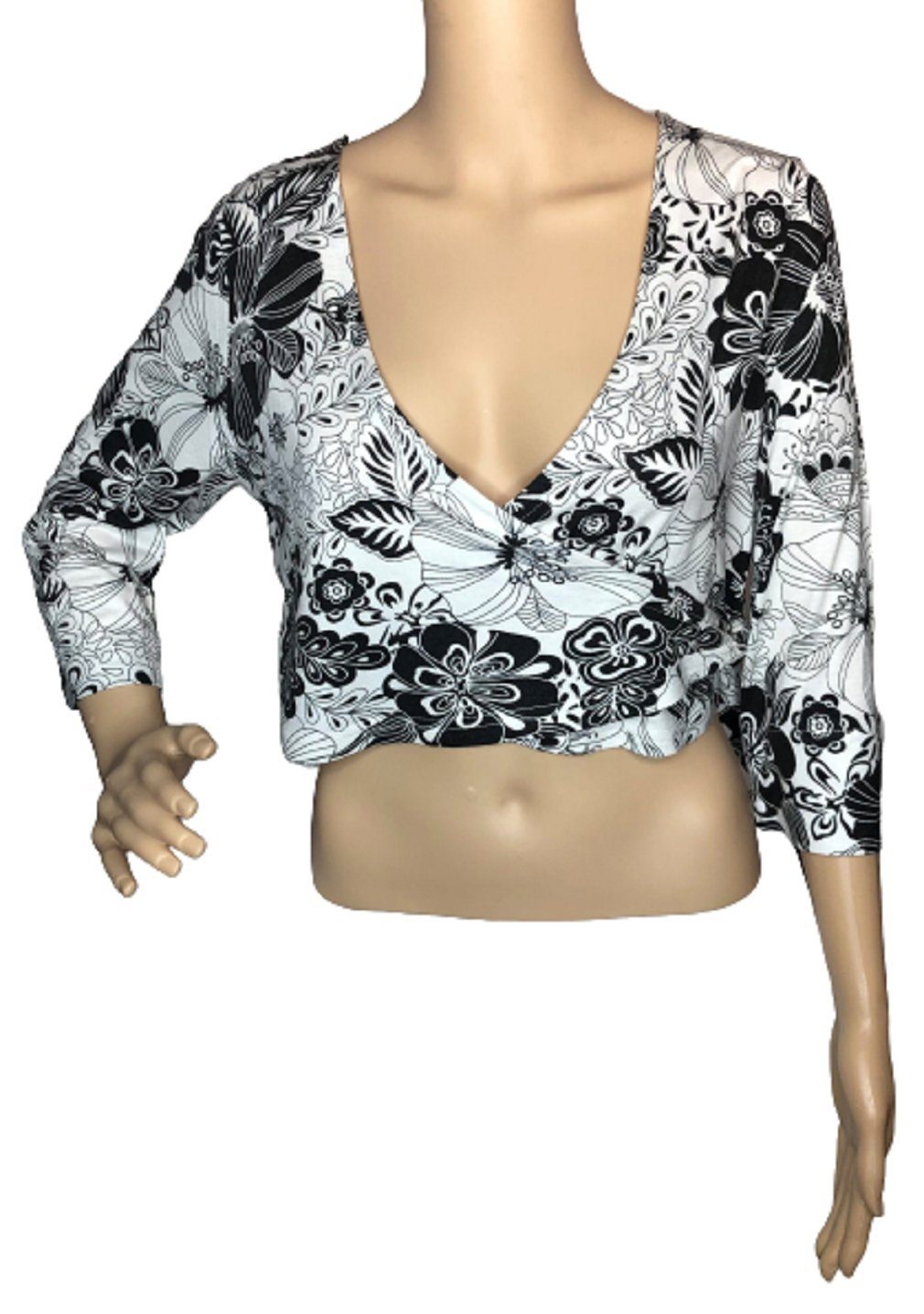 fischer collection Umstandstop Wickelbolero N-22835 weiß mit Muster