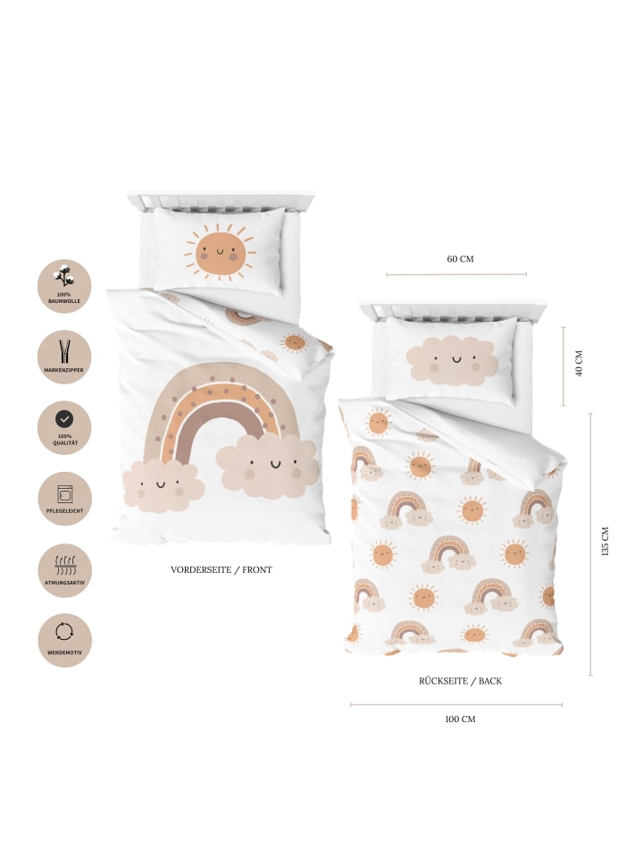 TRAUMHELDEN Baby Bettwäsche-Set Biber/Flanell 