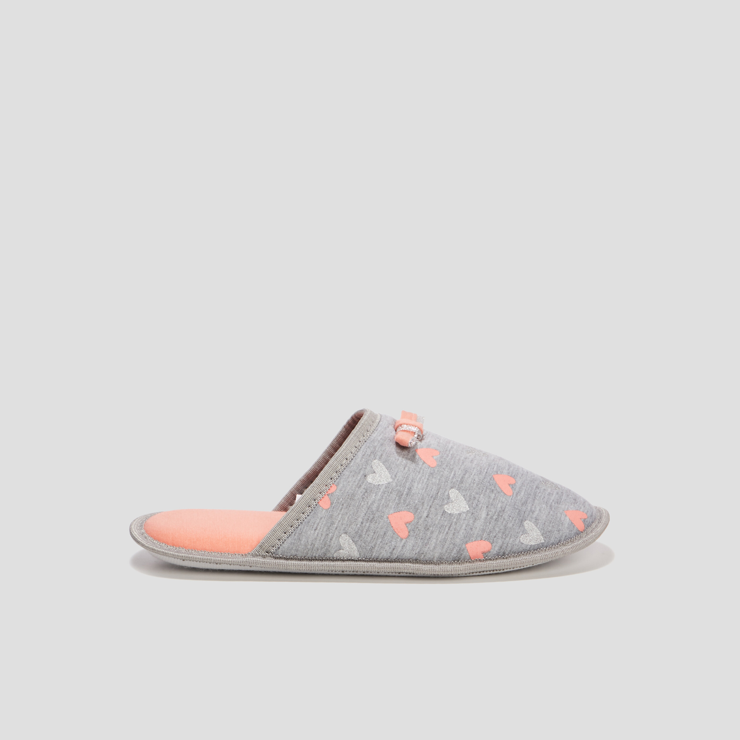 Chaussons mules coeur gris femme | La Halle