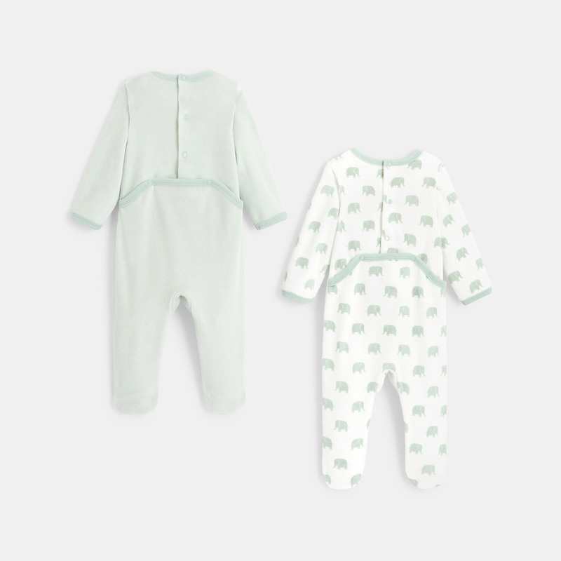 Lot de 2 pyjamas en velours bébé vert Absorba