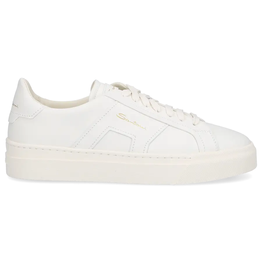 Santoni - Sneaker low DOUBLE BUCKLE Kalbsleder - weiß
