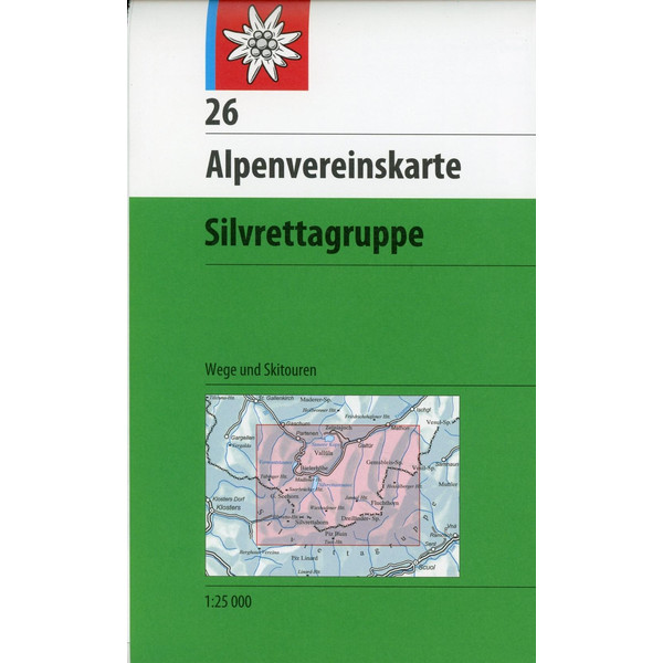 DAV Alpenvereinskarte 26 Silvrettagruppe 1 : 25 000 mit Wegmarkierungen und Skirouten - Wanderkarte