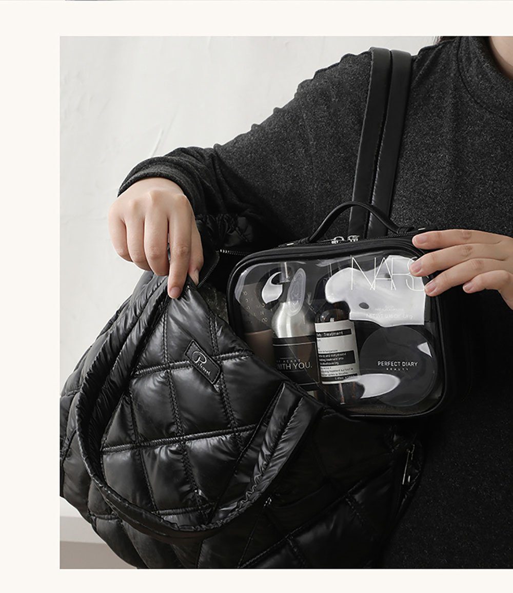 Runxizhou Kosmetikkoffer Transparent Kosmetiktasche,Doppelte Lage Reise Kulturbeutel(Schwarze) (1-tlg)