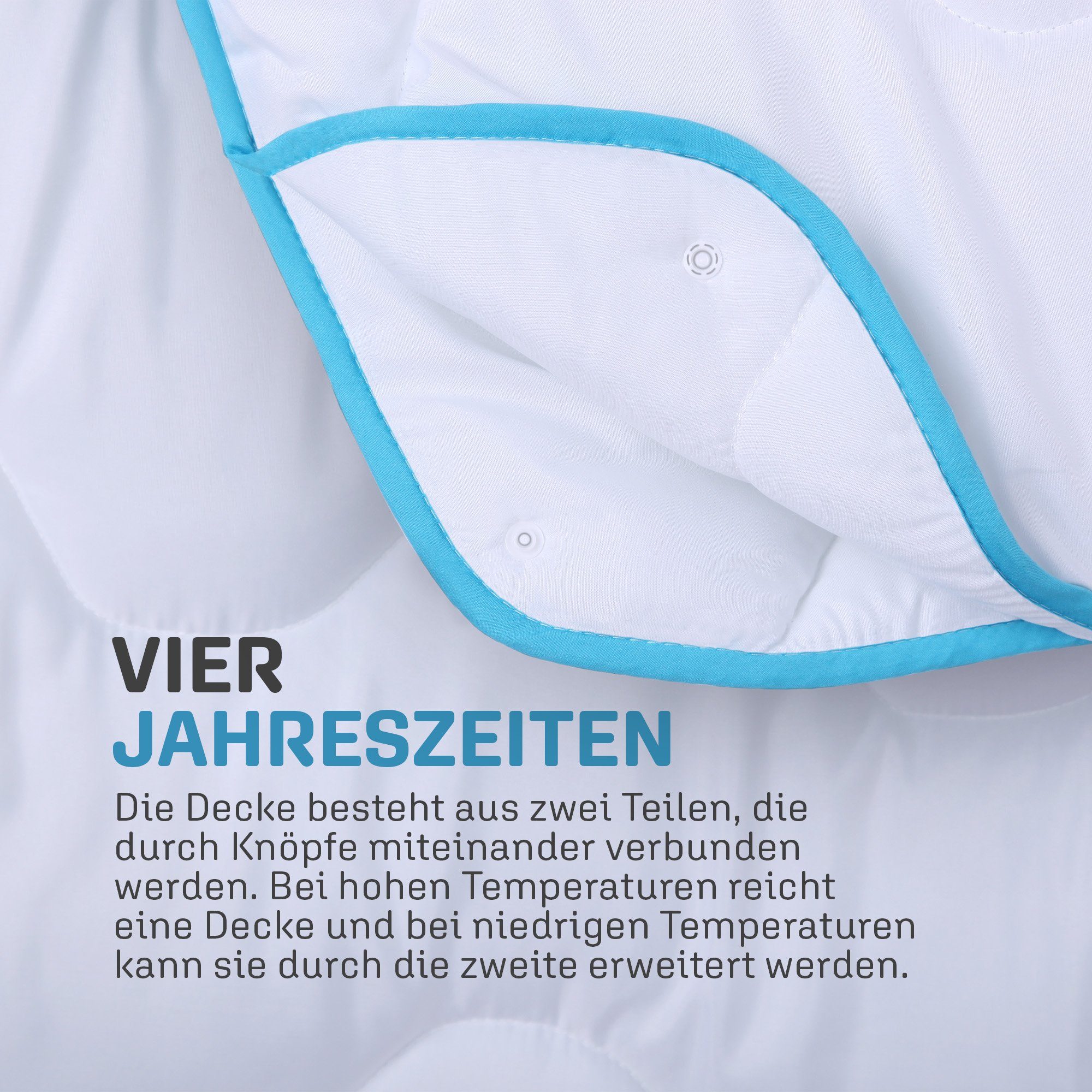 4-Jahreszeitenbett + Kopfkissen, Enris Ganzjahres-Bettdecke, 40x80 / 80x80 Kissen, Bestlivings, Füllung: Polyester, Vierjahreszeitendecke - Schlafdecke für Sommer und Winter