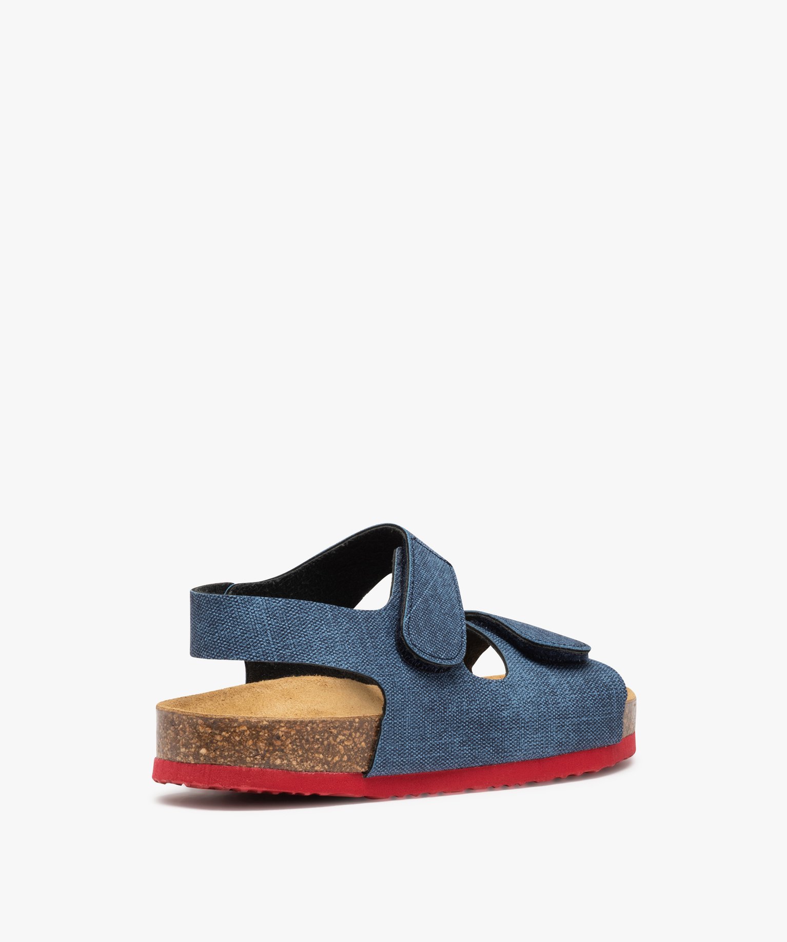 Sandales Garçon en toile denim avec brides à scratch bleu | GEMO