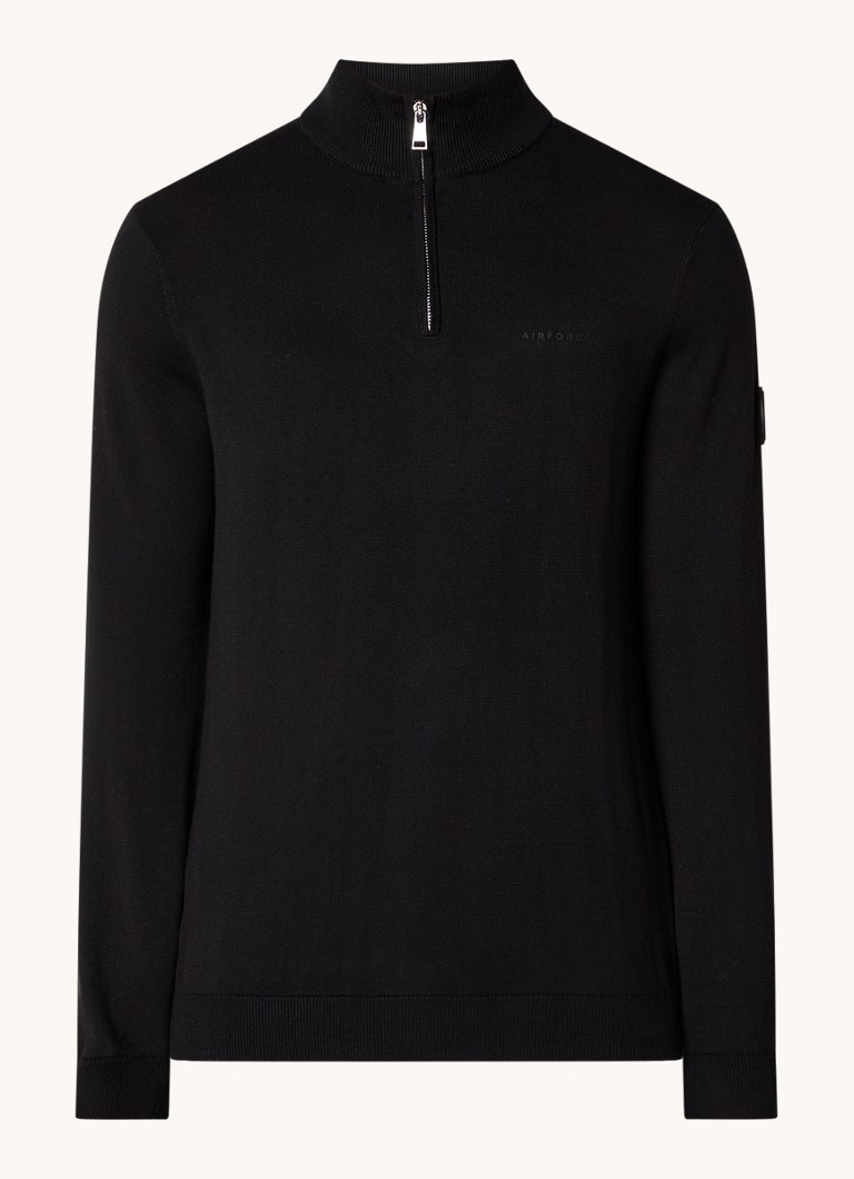 Airforce Fine-knit sweater with half zip