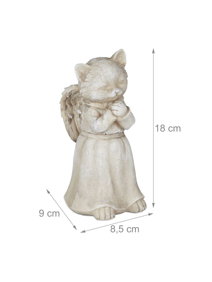 relaxdays Katzen-Grabschmuck in Creme - (B)8,5 x (H)18 x (T)9 cm günstig kaufen onesize