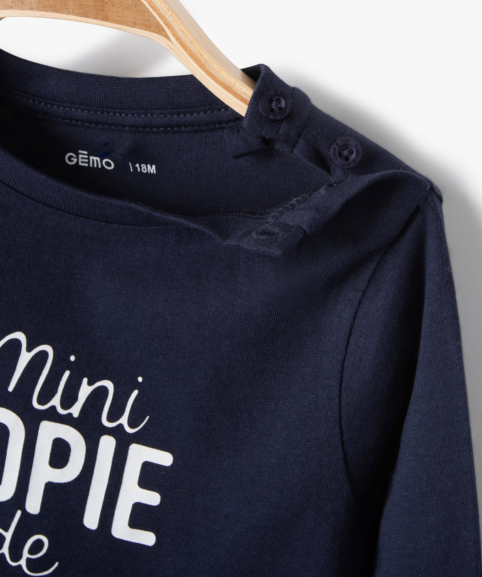 Tee-shirt à manches longues et message humoristique bébé ... marine | GEMO