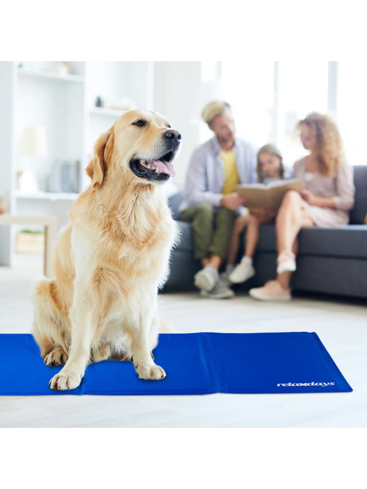 relaxdays Kühlmatte Hund in Blau - (B)60 x (T)100 cm günstig kaufen onesize