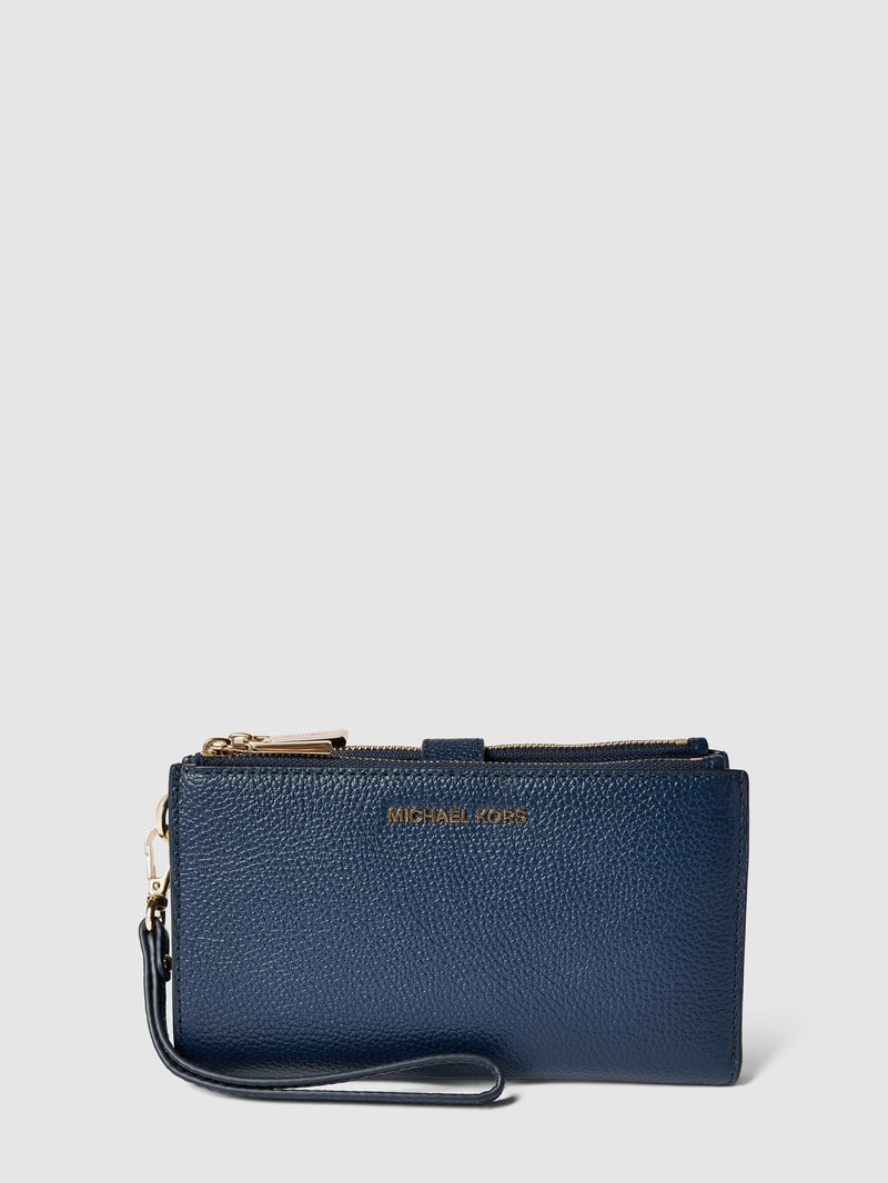 Portemonnaie mit Label-Applikation in marineblau
