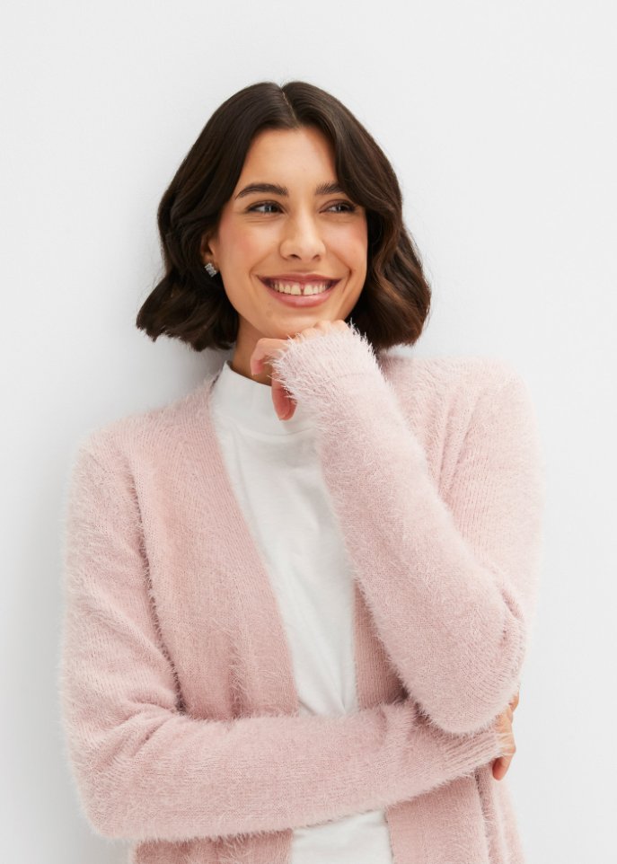 Longstrickjacke in Flauschoptik
