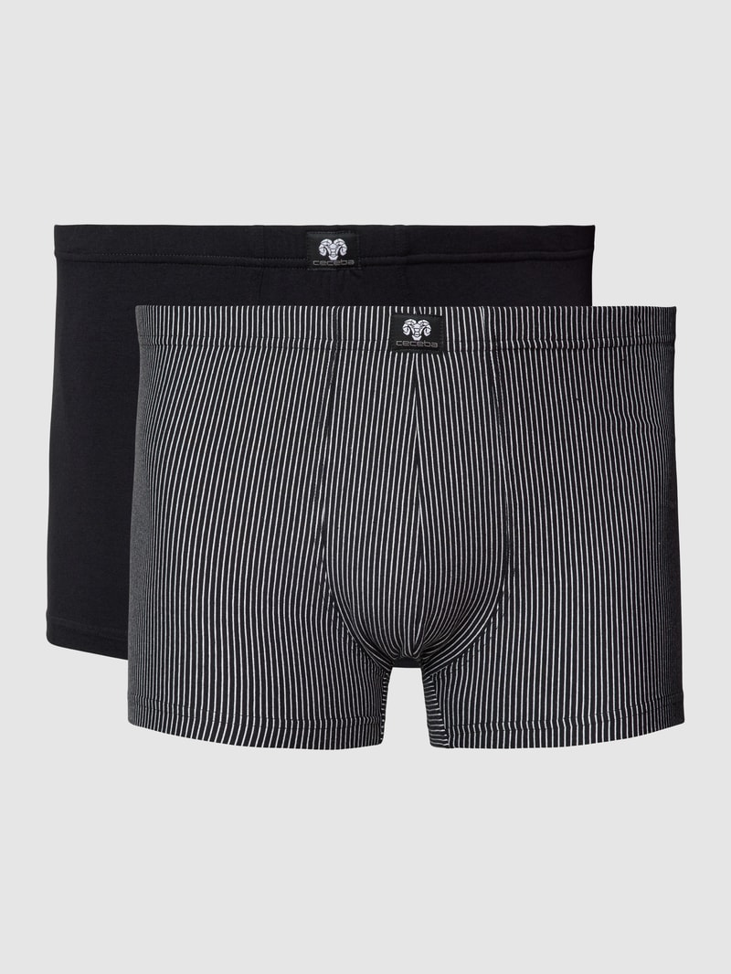 PLUS SIZE Trunks mit Label-Detail im 2er-Pack Modell 'SPIRIT' in schwarz