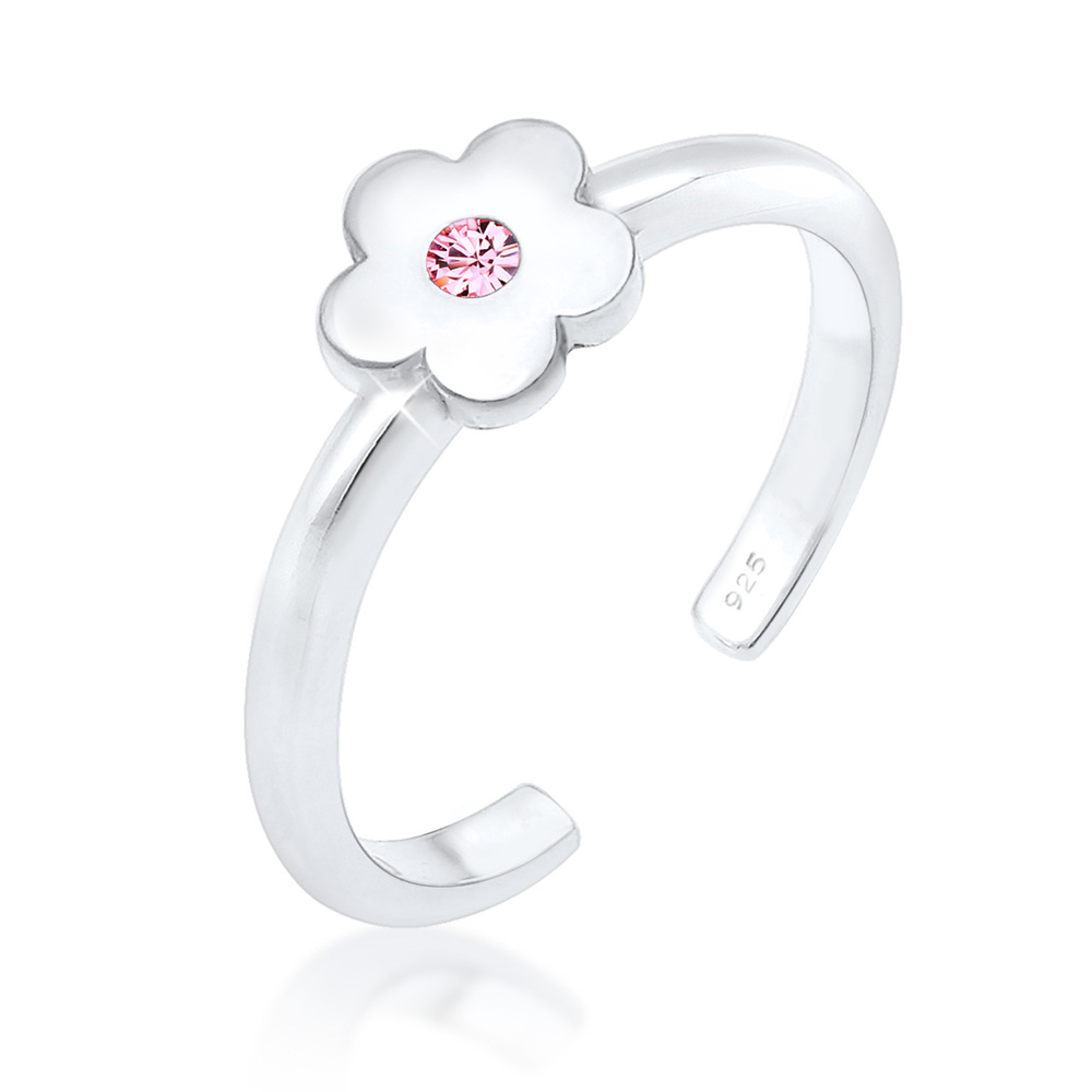 Elli Elli Bague Enfant Motif de Fleurs Jouant avec des Cristaux en Argent Sterling 925 Bague