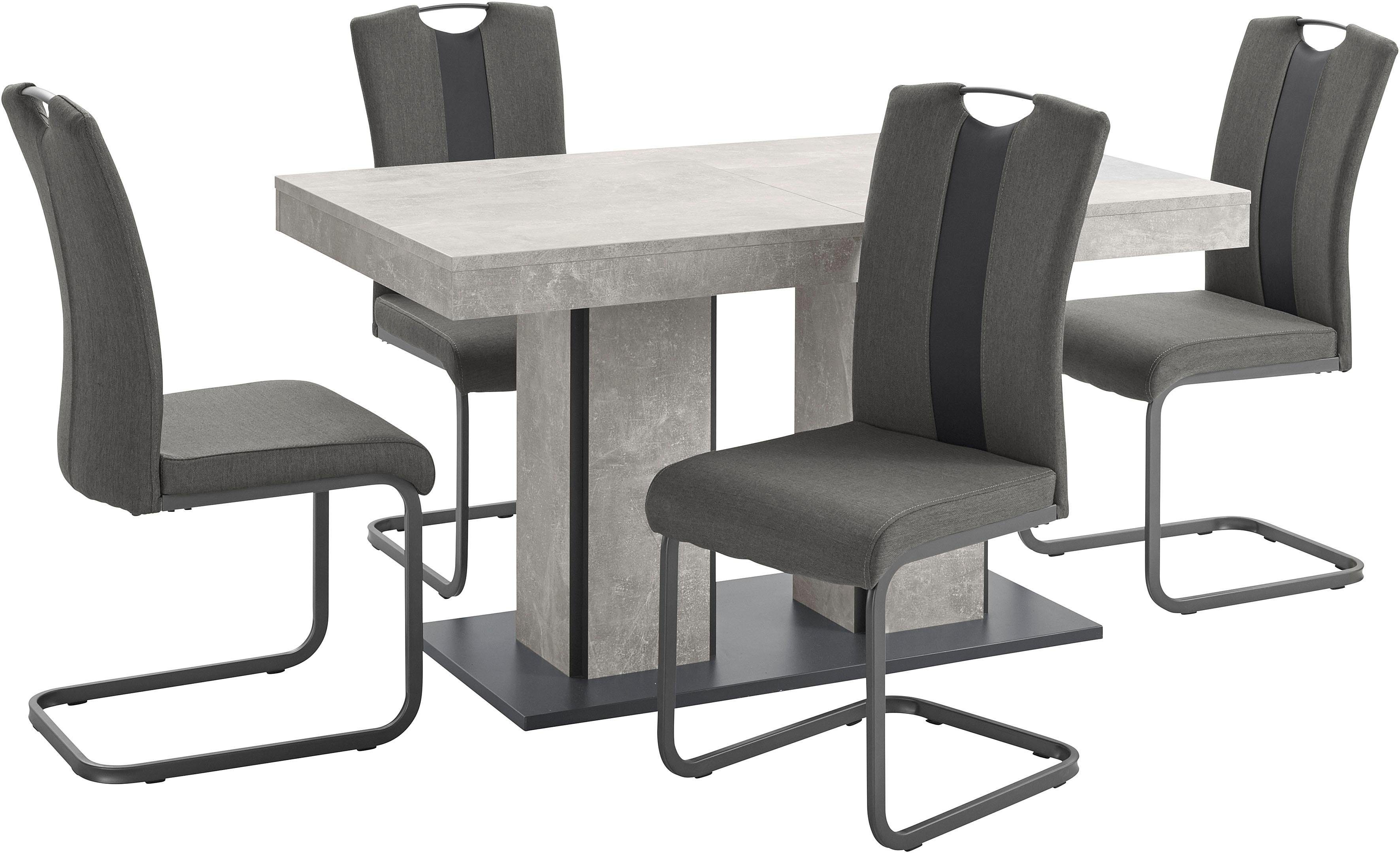 HELA Essgruppe ROSE, (Set, 5-tlg), bestehend aus einem Tisch 140-180 cm und 4 Stühlen