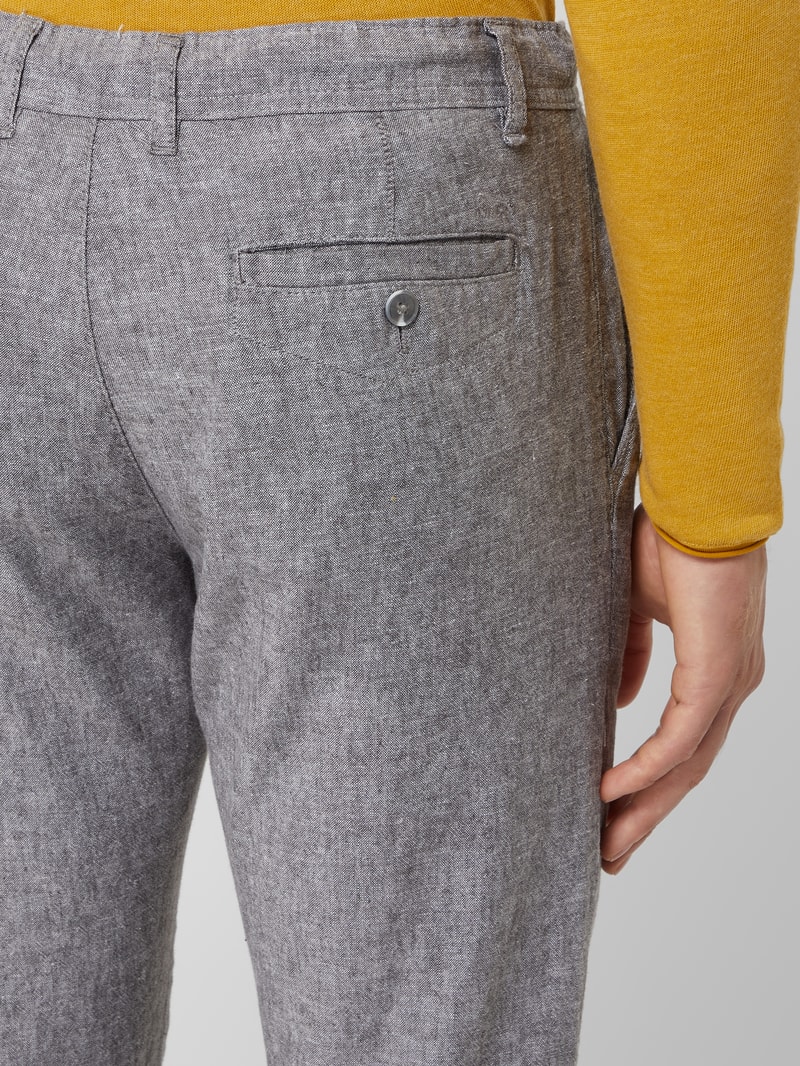 Regular Fit Hose aus Leinenmischung in dunkelgrau